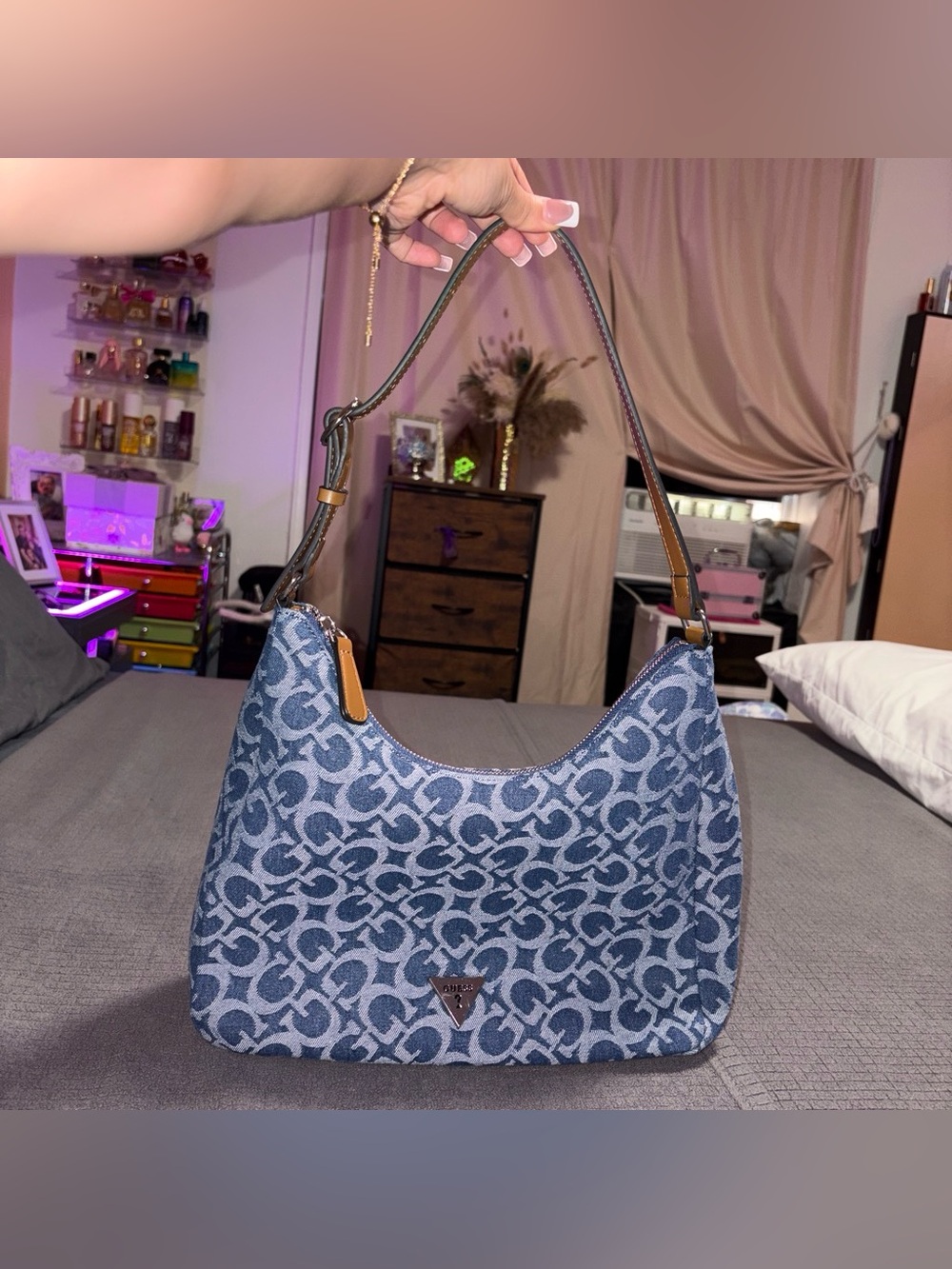 Y2K Guess Denim Blue Hobo/Shoulder Bag
